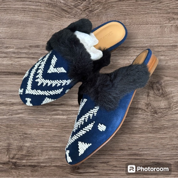 Soludos Sedona Beaded Leather Mule in Navy - Picture 1 of 6